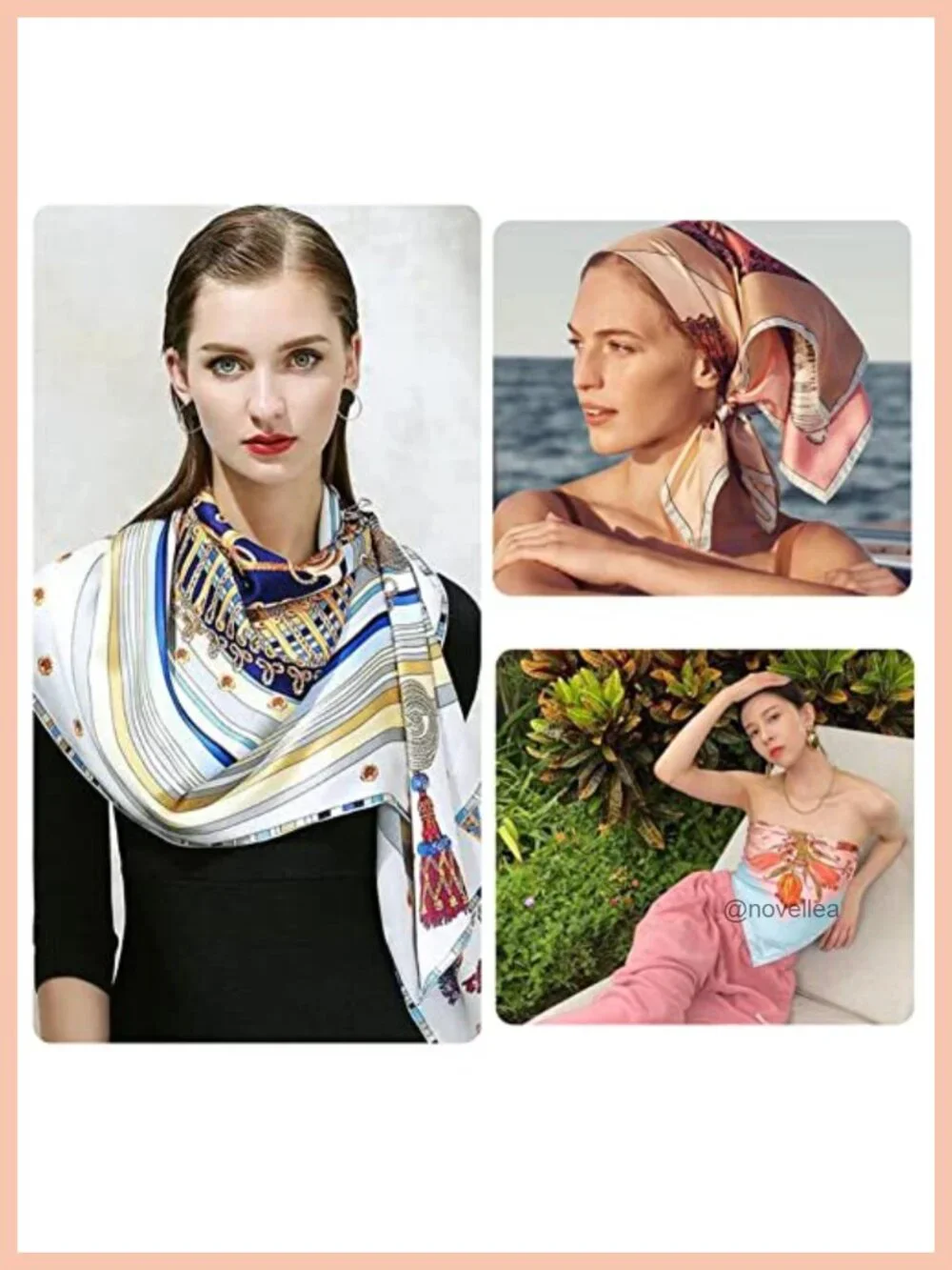 4-Pack Polyester Silk-Like Large Square Scarf Shawl